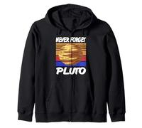 Never Forget Pluto Space Humor Astronomy Nerd Retro Zip Hoodie