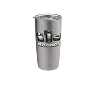 Never Forget Retro 80s 90s VHS Cassette Floppy Disk Stainless Steel Insulated Tumbler