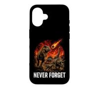 Never Forget T Rex Volcanic Extinction Old School Dino Case for iPhone 16