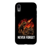 Never Forget T Rex Volcanic Extinction Old School Dino Case for iPhone XR