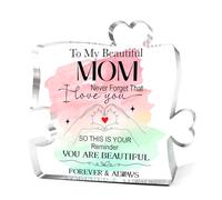 Never Forget That I Love You Acrylic Block Puzzle,Mom Birthday Gifts from Kids,Mother's Day Gift Ideas Desk Decoer,Mama Present for Table Bookshelf