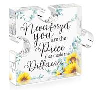 Never Forget the Difference You Make Acrylic Puzzle Piece Gift - Sunflower Thank You Gifts for Women Inspirational Gifts for Social Worker, Administractive, Teachers, Coworkers, Friends, Employee
