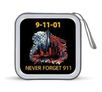 Never Forget Twin Towers 911 CD Case 40 Capacity Plastic DVD Storage Box Sleeves Zippered Wallet