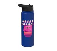 Never Forget Vintage Retro Pink Cassette 80s Music Tape Stainless Steel Insulated Water Bottle