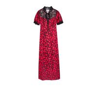 Never Fully Dressed Lyla Cherry-print Lace and Satin Midi Dress - Black Red - 8 (UK8 / S)
