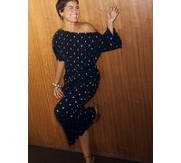 Never Fully Dressed Plisse Printed Maxi Waisted Dress Black