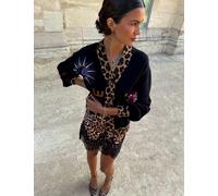 Never Fully Dressed Printed Long Sleeve Relaxed Cardigan Black Mix