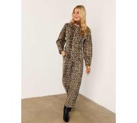Never Fully Dressed Pure Cotton Animal Print Collarless Shacket Brown Mix