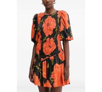 NEVER FULLY DRESSED shirred floral midi dress - Black XS