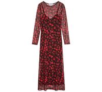 Never Fully Dressed Soho Cherry-print Mesh Midi Dress - Black Red - 14 (UK14 / L)
