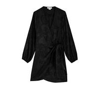 Never Fully Dressed Vienna Love Lock Satin Mini Wrap Dress - Black - 6 (UK6 /xs)