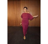 Never Fully Dressed Women's Spot Print Plisse Maxi Waisted Dress - XL - Red Mix, Red Mix