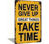Never Give Up Art Wall Sign Office Gym Motivational Quotes Decor Hanging For Bar Cafe Metal Tin Sign 12x8 In