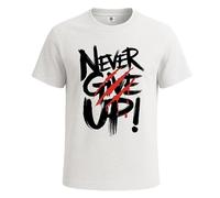 Never Give Up Concept Images Motivation Funny T-Shirt for Mens Novelty Tee Top(White, M)