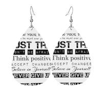 Never Give Up Earrings For Women Leather Dangle Lightweight Teardrop Earrings Jewelry For Women