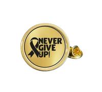 Never Give Up Gold Plated Domed Lapel Pin Badge (P) in Bag