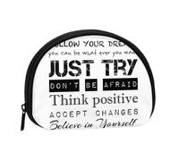 Never Give Up Mini Zipper Coin Purse, Small Travel Organizer with All-Over Print, Durable Polyester Fabric, Compact Pouch for Coins,Keys