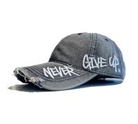 Never Give Up On Tattered Embroidered Vintage Washed Baseball Cap Adjustable Unisex Loose Fit Casual Outdoor Cap (G)