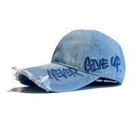Never Give Up On Tattered Embroidered Vintage Washed Baseball Cap Adjustable Unisex Loose Fit Casual Outdoor Cap (E)