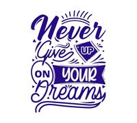 Never give up on Your Dreams Quotes Motivational Typography Quotes Vinyl Wall Stickers 57.6x78.7cm It Won't Fall Off DarkBlue