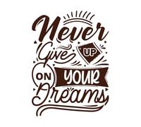 Never give up on Your Dreams Quotes Motivational Typography Quotes Wall Stickers 36x49.2cm Multi Color Selection Coffee
