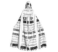 Never Give Up Printed Hooded Cloak Robe Cloak Witch Vampires Grim Reaper Devil For Boy Girl Cosplay Costume