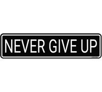Never Give Up Sign Metal Tin Sign Wall Decor for Bar Home Pub Shop Wall Plaque Decoration 4X16inches