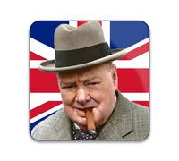 Never Give Up WW2 Winston Churchill V For Victory Union Jack 55mm x 55mm Square Fridge Magnet