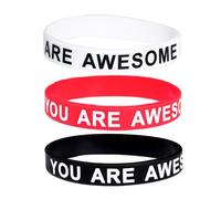 Never Give Up, You are Awesome, Rubber Bracelet Inspirational Motivational Silicone Wristbands for Women and Men, One Size, Silicone, no gemstone