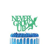 Never Grow Up Cake Topper,Neverland Peter Pan Birthday Cake Decor,Kids Adults Birthday Party Decorations