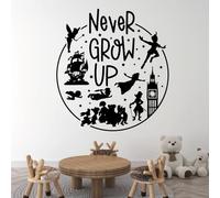 Never Grow Up - Disney Movie Neverland Book Peter Pan Inspired Decal Wall Sticker [Large] [Black]