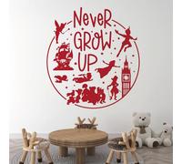 Never Grow Up - Disney Movie Neverland Book Peter Pan Inspired Decal Wall Sticker [Large] [Cherry]