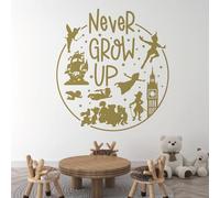 Never Grow Up - Disney Movie Neverland Book Peter Pan Inspired Decal Wall Sticker [XXLarge] [Gold]