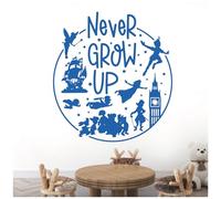 Never Grow Up - Neverland Peter Pan Inspired Children's Vinyl Wall Decal Sticker [Large] [Marina]
