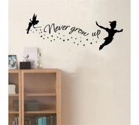 Never Grow Up Wall Decal Peter Pan Quote Vinyl Sticker Neverland Wall Murals Nursery Kids Room Decoration57x22cm