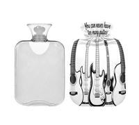 Never Have Too Many Guitars Black hot Bottle Water Bag with Soft Cover 2L Warm Water Bottle for Bed for Hand Feet Warmer Sore Muscle compresas calientes para el vientre