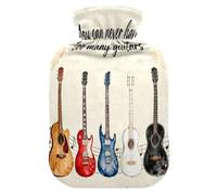 Never Have Too Many Guitars Watercolor hot Water Bottle with Soft Cover, 1L hot Compress Bag for Period Cramps, Period Cramps