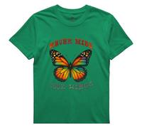 Never Hide Your Wings Butterfly T-Shirt - Inspirational Graphic Tee, Motivational Slogan Top (UK, Alpha, L, Regular, Regular, Green)