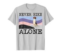 Never Hike Alone Irish Red and White Setter Dog Hiking T-Shirt