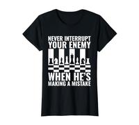 Never Interrupt Your Enemy Chess Quote Value Graphic T-Shirt, Women, Black, XS