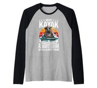 Never Kayak in Bear Country Alone Funny Bear Kayaking Raglan Baseball Tee