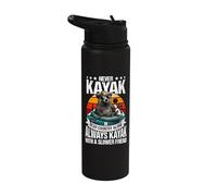 Never Kayak in Bear Country Alone Funny Bear Kayaking Stainless Steel Insulated Water Bottle