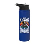 Never Kayak in Bear Country Alone Funny Bear Kayaking Stainless Steel Insulated Water Bottle