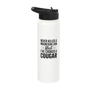 Never Killed A Mountain Lion But Choked A Cougar Stainless Steel Insulated Water Bottle