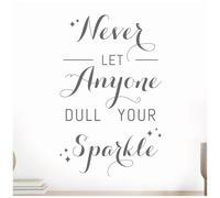 Never Let Anyone Dull Your Sparkle - Motivational Wall Quote Decor, Wall Art Sticker [Large] [Dark Grey]