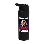 Never Lose Focus Photographer Astronaut Photography Stainless Steel Insulated Water Bottle