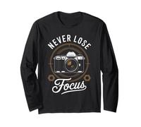 Never Lose Focus Photographer Camera Retro Vintage Women Me Long Sleeve T-Shirt