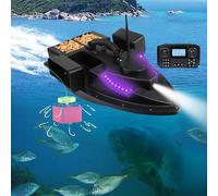 Never Lose Your Bait Again - Waterproof Fishing Boat with GPS Auto Return, 500m Range, 7 Colour Night Lights, 4 Hoppers, and 2kg Load