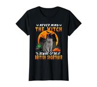 Never Mind The Witch Beware of British Shorthair Halloween Value Graphic T-Shirt, Women, Black, M