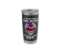 Never Mind The Witch Beware of Cat Kitty Halloween Stainless Steel Insulated Tumbler